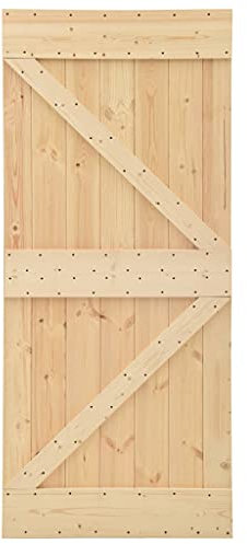vidaXL Porta Scorrevole Collezione NARVIK, 90x210 cm, Legno Massello di Pino, Finitura Naturale, Porta Singola in Legno, Stile Fienile, Compatibile con Binario, Uso Interno