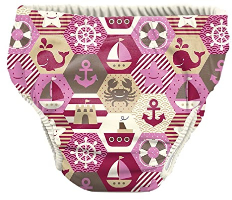 Pss! - Pannolino per Bambini per l'Acqua - Modello Sailor Girl - Per Bambini da 3 a 8 kg - Taglia S - Unisex - Design Multicolore -Assorbente e Riutilizzabile -Impermeabile e Confortevole - 1 Pièce