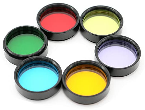 XCCYG 6 x 3,2 cm Okularfilter-Sets, Teleskop-Zubehör, Farbkorrektur-Filter, Aluminium Optisches Glas, bunt, rot, grün, gelb, orange, blau, lila