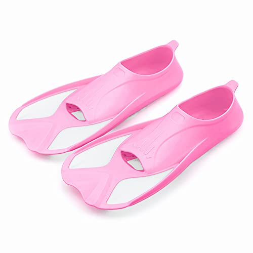 1 Paio di Pinne da Nuoto per Bambini, Pinne da Allenamento per il Nuoto in Vasca, Pinne da Nuoto in Silicone da Viaggio, Impara L'attrezzatura da Nuoto per Ragazzi e Ragazze, (Rosa Bianco)