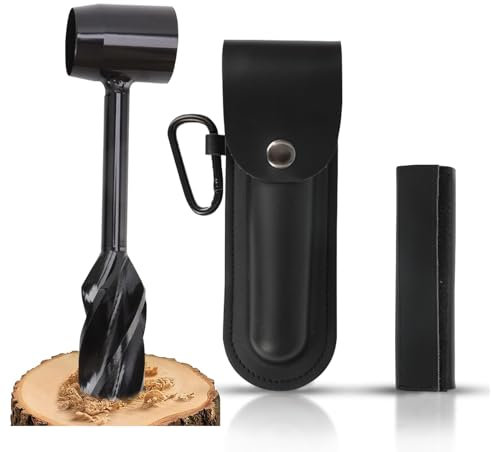 Holzbearbeitung Handbohrer, Manueller Schneckenbohrer, Mehrzweck Schlangenbohrer, Überlebenswerkzeuge für Bushcraft Siedler, Outdoor Survival Bohrer Handschraubenbohrer (Schwarz)