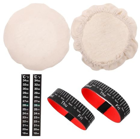 HOLIDYOYO Fermentation Jar Accessory Kit Sourdough Starter Jar Kit Thermometer Date Bands for Home Baking