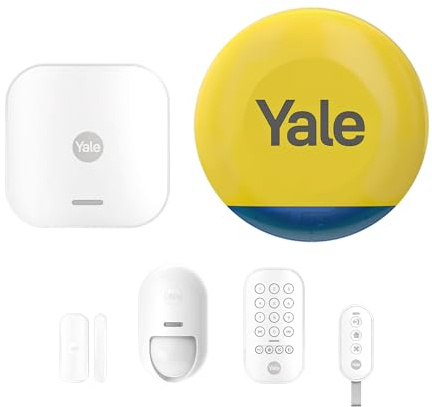 Yale Kit Allarme Smart con Sirena AL-ESTARTKIT3-1A-V1, kit da 6 pezzi, Armi/Disarmi, Controllo 4 aree, Avvisi in tempo reale, Copertura 1 km, Controllo tramite App Yale Home