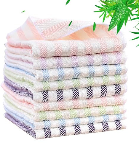 Arwllzz 10 Pack Bamboo Cleaning Cloths Towels 12 x12 in Reusable Absorbent Microfiber Dish Cloths for Washing Up Lint Free Machine Washable Kitchen Cloths Random Colors (Heart)