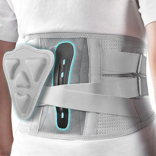 TOVIKI Rückenstützgürtel mit Abnehmbarem 3D Lendenpolster & Stützstreben Verstellbare Zuggurte, Rückenbandage für Herren und Damen, Lindern Schmerzen im unteren Rücken (L)