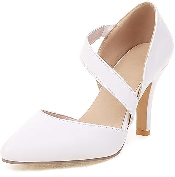 OBiQuzz Pumps, sandali da donna con tacco, sandali da sposa, sandali chiusi, con tacco, scarpe da sera, scarpe da sera, bianco, 38 EU