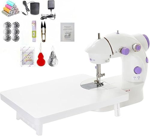 BRAVECOW Portable Sewing Machine with 32PCS Tools, Foot Pedal LED Light Beginner-Friendly Home Use​​ Girl Mom Gift