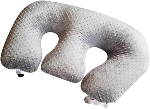 Coussin d'allaitement multifonction pour jumeaux - Coussin d'allaitement pour jumeaux et grossesse - Lavable en machine - En coton (gris)