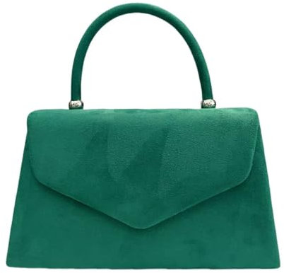 LeahWard Women's Clutch Bag Top Handle Wedding Suede Handbags 304 (Green)