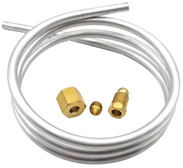 Meter Star - Manguera de aluminio de 6 mm con accesorios de compresión de oliva M10 x 1 hembra y macho (longitud 1 metro/39 pulgadas)