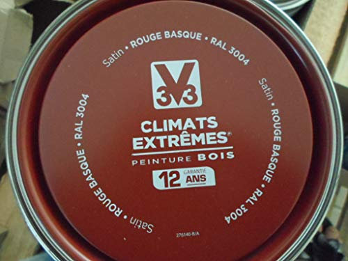 peinture bois climats extrêmes V33 rouge basque satin 2L