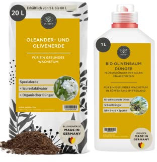 SPARSET Olivenbaum Erde & Oleander Erde 20 L + 1 L Olivenbaum Dünger 100% Schnelldünger Flüssigdünger - Olivenbaumerde - Olivenbaumdünger - Dünger Olivenbaum Kübel