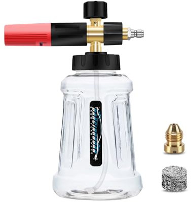 Verbesserte Schaumkanone Schneeschaumlanze, 1L Einstellbare Schaumlanze Schaumdüse mit 1/4 Schnellanschluss für Hochdruckreiniger Schaumpistole Autowäsche (Schwarz & Rot)