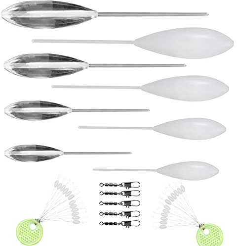 Njord Kalastus Sbirolino Set 8 Teilig - 4X sinkend 4X Schwimmend + 5X Dreifachwirbel und 20x Schnurstopper im Vorteilsset | Spirolino Forelle Sbirolino sinkend Spirolino Set Schwimmer