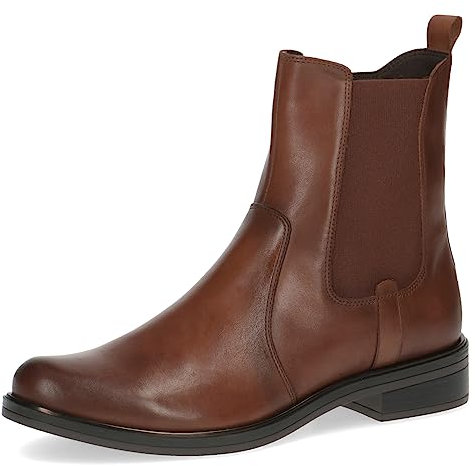 CAPRICE Damen Chelsea Boots Kleiner Absatz Elegant, Braun (Cognac Nappa), 40.5 EU