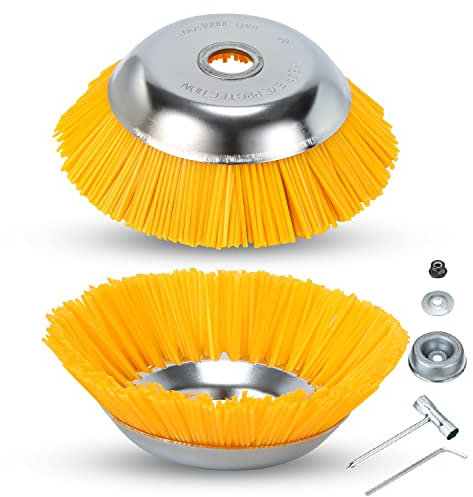 Vigevee Ogräsborste, professionell vildgräs, fogborste, stål, runda borstar för 200 x 25,4 mm, ogräsborste, weed brush för röjsåg, ogrästrimmer, trädgårdstillbehör (2 st)
