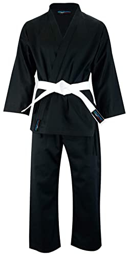 mmasport Kimono de Karate en Algodón 230 gr 8 oz, Uniforme para Artes Marciales, Negro , 1 /140 cm