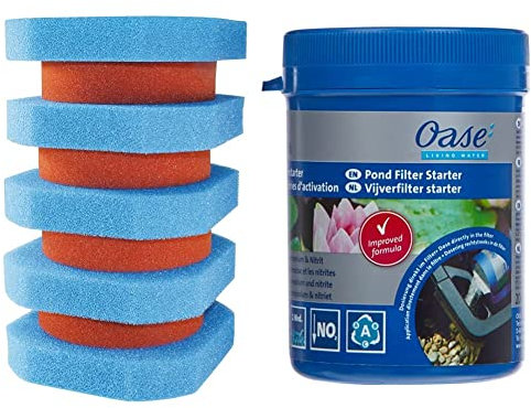 OASE 56111 Ersatzschwamm Set FiltoClear 11000 | Schwamm | Filterschwamm | Ersatzteil | Zubehör & Starterbakterien für Teichfilter AquaActiv BioKick, 200 ml