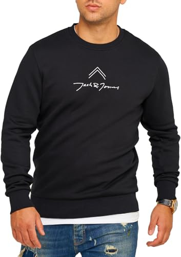 JACK & JONES Infinity Herren Sweatshirt Austin Pullover Sweater (DE/NL/SE/PL, Alphanumerisch, XXL, Regular, Regular, Black)