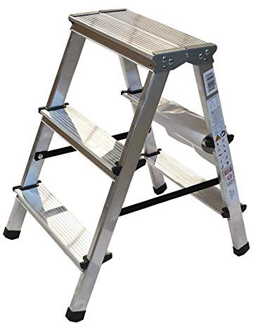 VaGo Escabeau pliable 2 x 3 marches double face