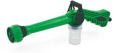 Pistola Spara Acqua per Irrigazione con Serbatoio per Acqua - Lancia Multigetto con Connettore Universale per Tubi da Giardino Ideale per la Pulizia di Auto e Grondaie, in Plastica, 5.5x41x15cm, Verde