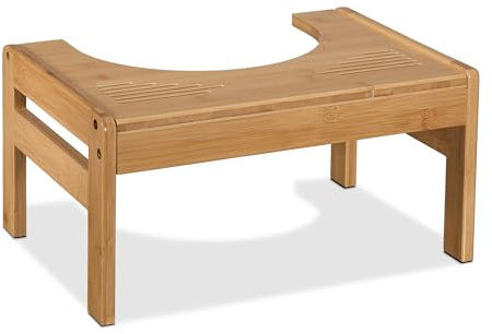 Relaxdays Toilettenhocker, Stuhlgang Unterstützung, WC Hocker für Erwachsene, Bambus, H x B x T: 21 x 42 x 30 cm, natur