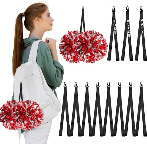 Ribbonlic 12 Pcs Black Pom Pom Holders for Backpack