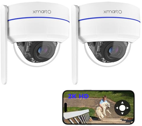 xmartO [2-Pack AI Tracking Ceiling CAM 2K HD Metal Dome PTZ Wireless Security Camera with Automatic Tracking, 2-Way Audio and Night Vision (Standalone WiFi Camera, NOT add-on CAM to NVR)