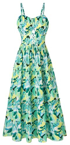 GRACE KARIN Abito Estivo da Donna Abito Floreale Abito con Cinturino A-Line Abito Casual da Spiaggia Abito Midi Boho da Vacanza Abito Casual con Tasche