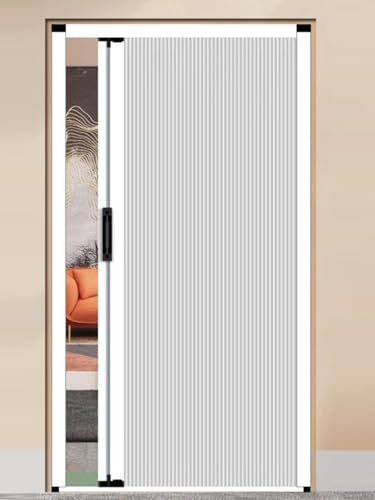 ZAQYCM Puerta corredera Plegable Puertas Interiores Tipo Acordeón Blancas, Puertas Corredizas Ocultas Tipo Acordeón para Divisor De Ambientes, Cocina Y Baño con Cerradura, Sin Taladros(70x203cm)