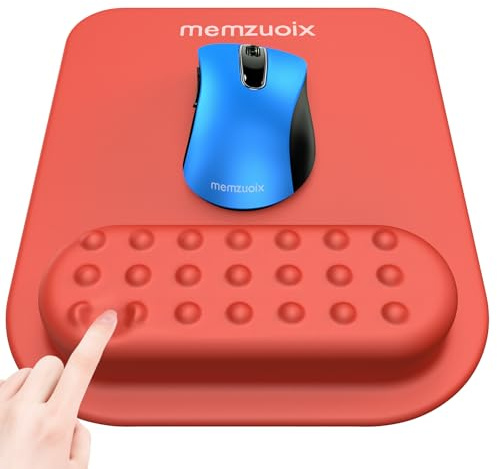 memzuoix Alfombrilla para Ratón Ergonómica con Soporte para Muñeca, Espuma de Memoria Premium Muy Cómoda, Base Antideslizante de PU para Control Estable y Suave Laptop y Sobremesa - Rojo Cola