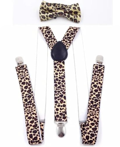 AAIXXIZAO Tirantes Suspender para Hombres Adultos De Moda Pantalones Correas De Pajarita para Trajes De Hombre (Traje con Estampado De Leopardo)