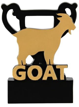 SilverTrophy: GOAT Trophy Mini Cup Award, Legend, Greatest of All Time, MVP, Winner, Team Game, Sports, Pub Quiz, Game Night, Gym, School Club, Kids Party, Black & Gold 8cm, Custom Personalise Gift