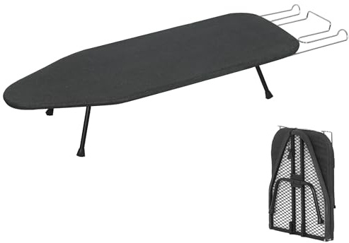 ZOESTORAGE Ironing Boards,Table Top Ironing Board with Iron Rest, Small Ironing Board with 100% Cotton Pad(8mm), Anti-slip Feet, Perfect for Home Travel, 80 x 30 cm, Black