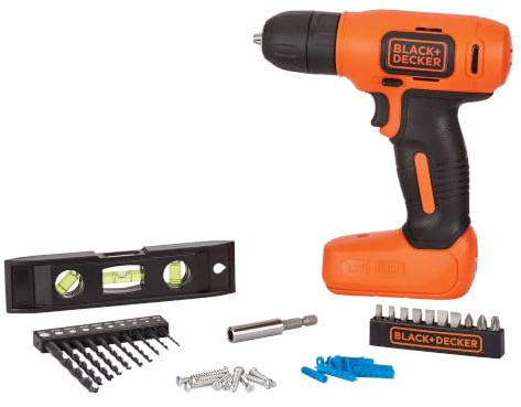 BLACK+DECKER 8V MAX* Cordless Drill + 43 pc. Home Decor Project Kit (BDCD8HDPK)