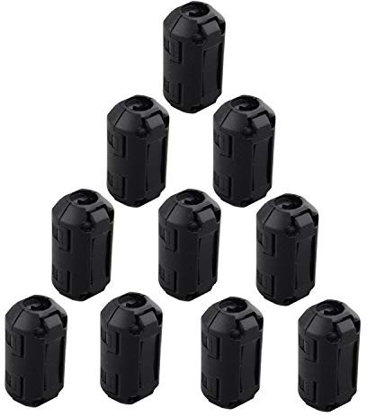 Futheda 10 Stück 7 mm Innendurchmesser Wechselrahmen Ferrit Ring Core störsicher-Filter RFI EMI Rauschunterdrücker Kabel-Clip Schwarz
