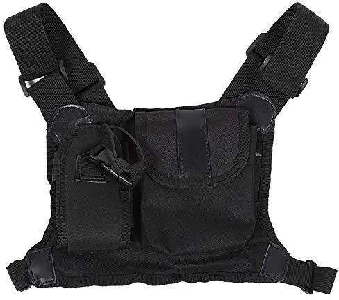 ASHATA Multifunktionell fickhållare för radio frontpack bärväska bröstficka för Walkie Talkie Radio
