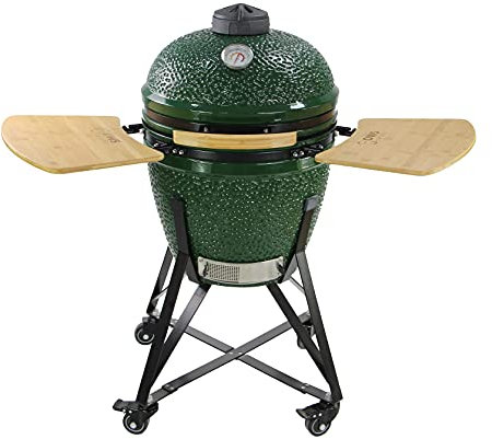 OWS kamado - Barbacoa de cerámica inspirada en la cocina tradicional japonesa - Parrilla 21 - Multifuncional: Para hornear, asar, ahumar, cocinar a fuego lento - diseño novedoso - VERDE
