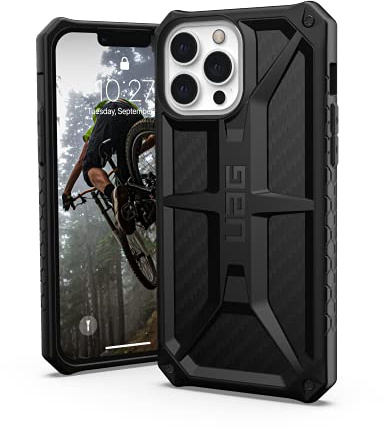 Urban Armor Gear Monarch Schutzhülle kompatibel mit Apple iPhone 13 Pro Max [Wireless Charging kompatibel, 5-Schichten Schutz nach Militärstandard, Erhöhter Rand] carbon fiber