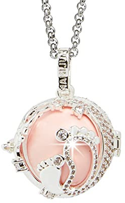 MAMIJUX - Llamador de ángeles con jaula calada con patas y bola interna, con cadena de acero de 110 cm de largo, TU, Latón, No aplicable