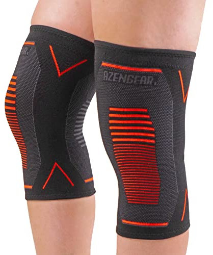 aZengear Rodilleras Deportivas (2 unidades) | Rodilleras Menisco y Ligamentos de Compresión para dolor articular, artritis, correr, sentadillas (S)