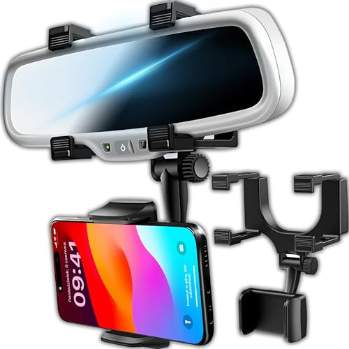 Retoo Supporto per cellulare per specchietto retrovisore universale forte supporto per cellulare per tutte le auto, supporto per cellulare più stabile per smartphone Samsung, Phone, Huawei