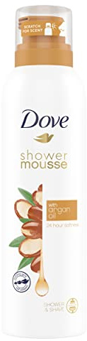 Dove Mousse douche à l'huile d'argan infusée aux huiles essentielles pour une douceur 24 heures 6 x 200 ml