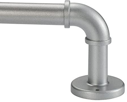 Industrie-Gardinenstange, 2,5 cm Verdunkelungs-Wickelstangen, 71,1 - 121,9 cm, verstellbare Teleskop-Gardinenstange, Deckenhalterung, Hängestangen, Antik-Silber