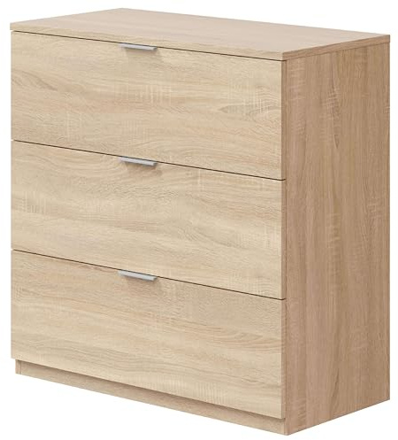 Habitdesign Cómoda 3 cajones Roble Canadian 80x77x38 cm