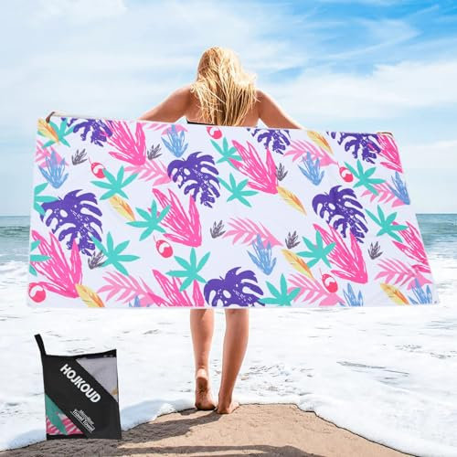 HOJKOUD Strandtuch, 160x80cm großes Strandtuch, mikrofaser Strandtuch.ultraleichtes und schnell trocknendes Handtuch für Sport, stranddecke.
