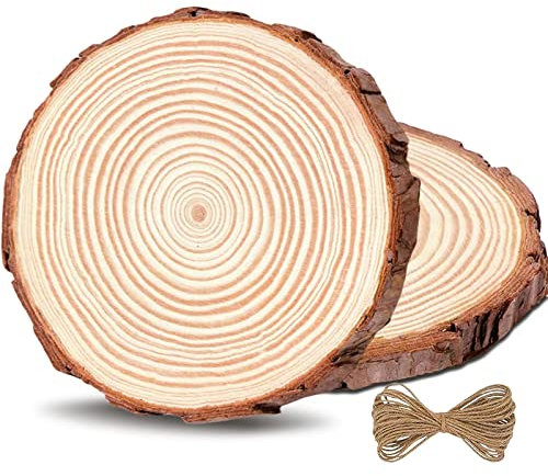 Huixinue Holzscheiben 2 Stücke 20-22 cm Holz Log Scheiben Ungebohrte Baumscheibe,Baumscheiben 15mm Dicke,Für DIY Handwerk Holz-Scheiben Hochzeit Mittelstücke Weihnachten Dekoration Baumscheibe