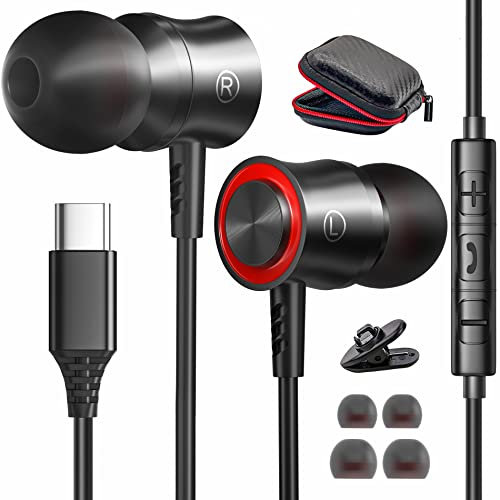 USB C Headphones for Samsung Galaxy S25 S24 Ultra A56 A16 iPhone 17 USB C Earphones Wired with Mic Type C Headphones for iPhone 15 16 Samsung Galaxy A55 S22 S23 S24 FE iPad 10th Google Pixel 9 Pro 9a