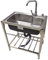 Industrie-garagenspüle，freistehende edelstahl spültisch，camping spülbecken，mit Armatur, Freistehend Mobiles Spültisch Outdoor Garten Campimg spüle mit Abfluss Sieb und Abflusssieb für Küche Verpflegun