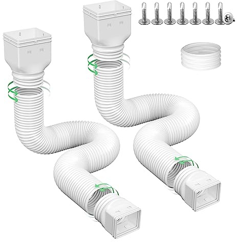 Ogutter Rain Gutter Downspout Extensions, Downspout Extender for Rainwater Drainage Flexible, Extendable 58+66 Down Spout Drain Extension Pipes (2 Pack, White)